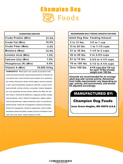 Champion Dog Foods Bag (Back) Business Professionals of America (BPA)